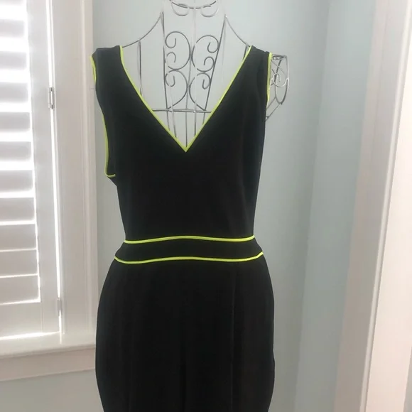 Alice + Olivia | Pants & Jumpsuits | Alice Olivia Black Jumpsuit With Lime  Green Piping | Poshmark
